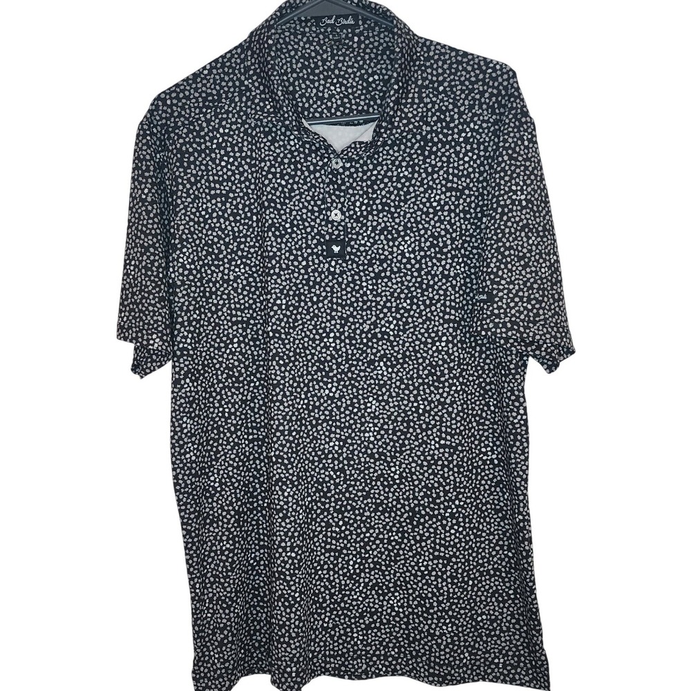 Bad Birdie Mens Large Black White Abstract Print Performance Golf Polo Shirt